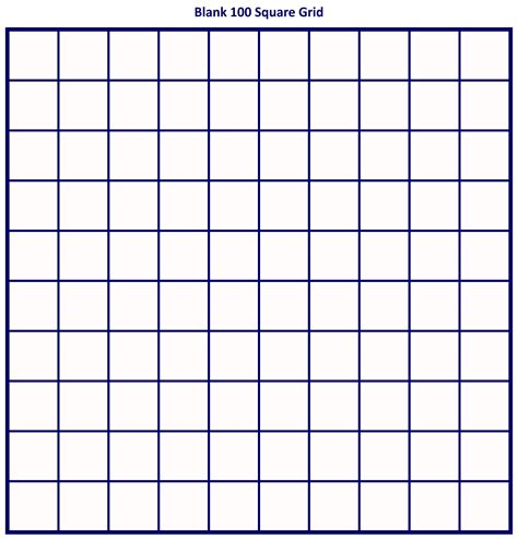 Free Printable Blank 100 Square Grid Printable
